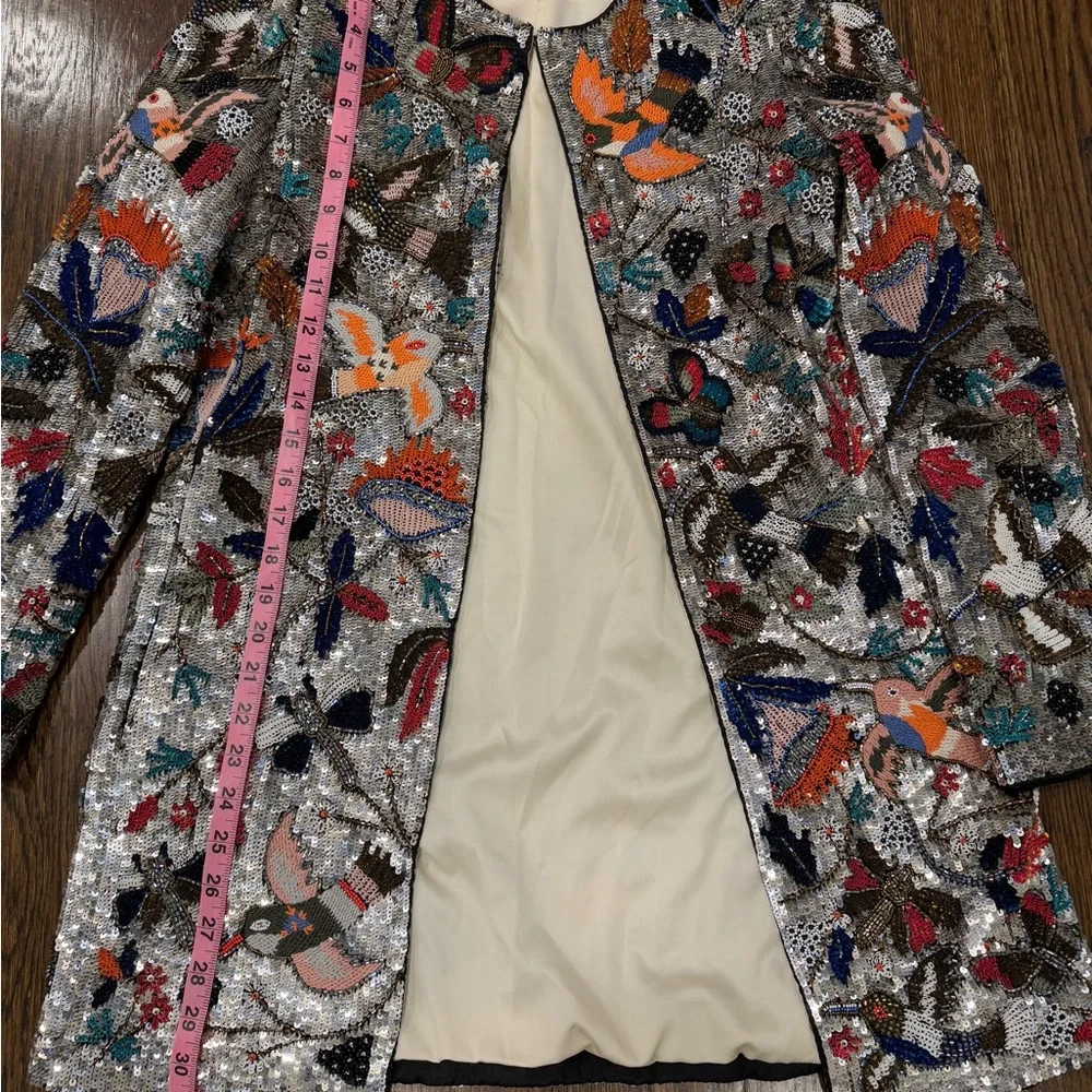 Alice + Olivia Rory Beaded Embellished Jacket Bird Long  Coat Size S $1095 - Picture 4 of 11